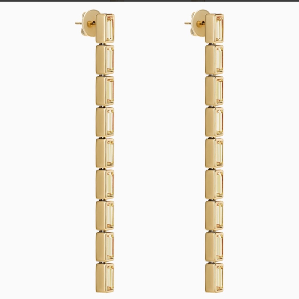 Atelier Swarovski crystal Fluid Detachable Earrings, Brown, Gold-tone plated